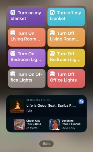 Screenshot of my Shortcut widgets screen